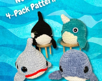 Big Fish Bundle | Crochet Pattern for Whale, Narwhal, Orca, Shark