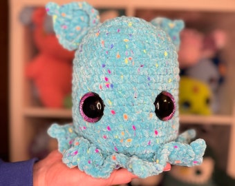 Patrón de Finn el Pulpo Dumbo, patrón de crochet 100% sin costuras, apto para principiantes