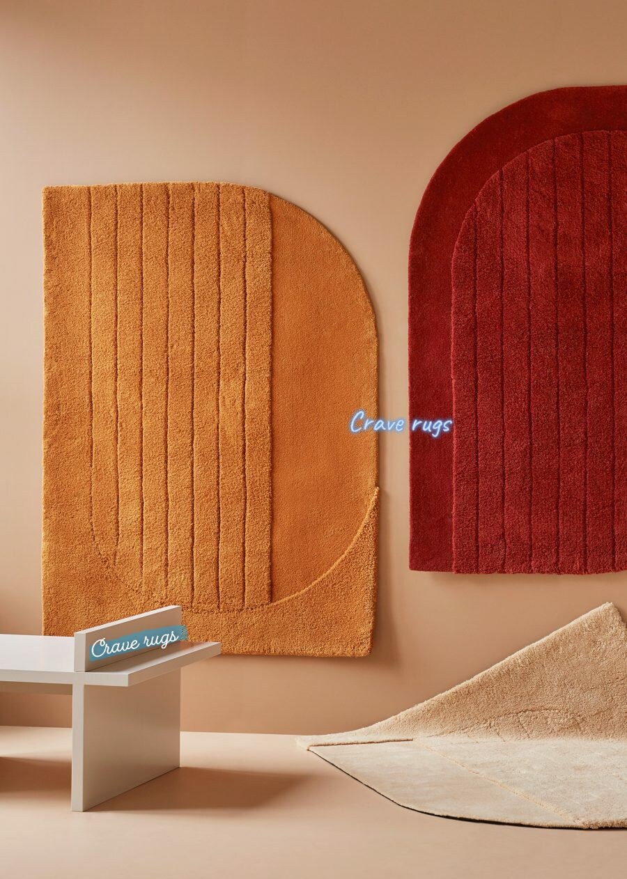 Yellow/red High Low Pile Tufted Beautiful Area Rug. Premium Etsy