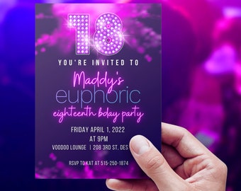 Invitación de cumpleaños número 18 de Euphoria