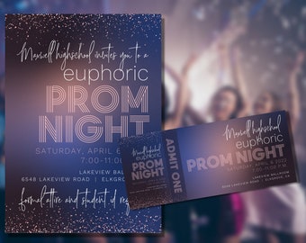 Invitación y entrada para el baile de graduación de Euphoria