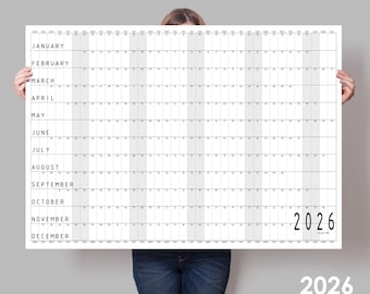 Giant wall Planner 2026, Extra Large Wall Calendar, Minimalist Year Planner, Project planner, Family Wall Planner