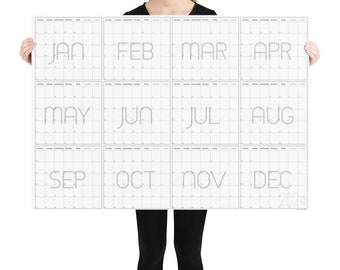 Whole Year Planner 2024, Monthly view Planner, Giant Wall Calendar
