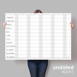 Giant Any Year Wall Planner, Blank A0/A1 Calendar, Extra Large Perpetual Calendar. Annual Plan, Whole Year Chart, Minimalist wall planner