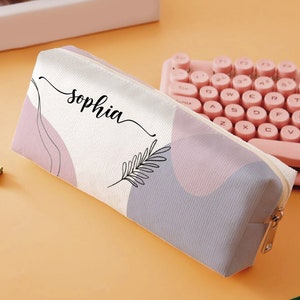 Personalized school pencil case with name, toiletry bag birthday gift, pencil case back to school, makeup bag for girls and women