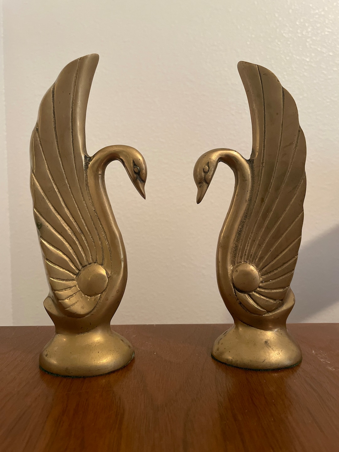 Brass Swan Bookends Etsy
