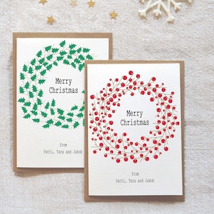 Conjunto de 2 cartões de Natal, cartões dobráveis com envelope, coroa do Advento I