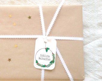 Geschenkanhänger Weihnachten, 6 x Personalisierte Geschenketiketten, Anhänger für Weihnachtsgeschenke "Frohe Weihnachten"