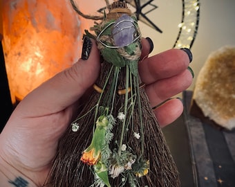 Grapevine Med Wreath Witches Bells Witch Bells With Protective Mini Spell  Bottles of Salt, Peppermint, Cinnamon, Cloves, Charms, & Crystals 
