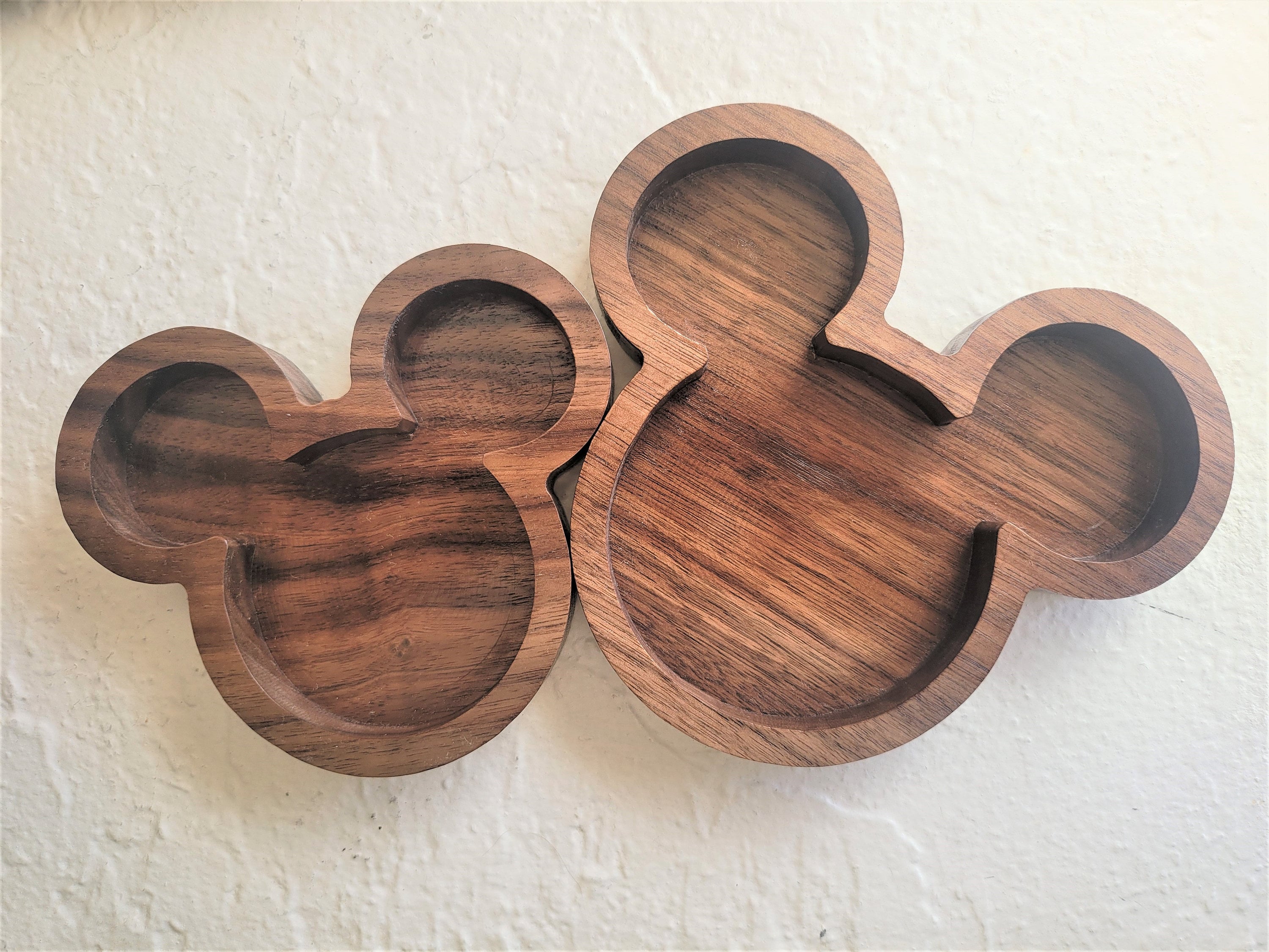 Mickey Ears Catch Tray, Walnut Wood Valet - Keys, Coins, Jewelry