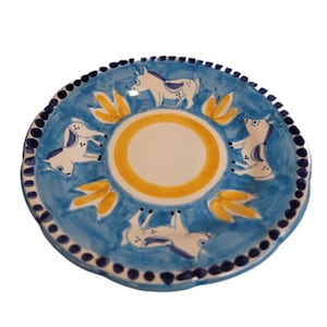Vietri Ceramic Plates 10&quot; - BLUE Horse/Cavallo (New - Made in Italy) Campagna