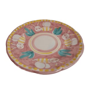 Vietri Ceramic Plates 10&quot; - PINK Bee/Api (New - Made in Italy) Campagna