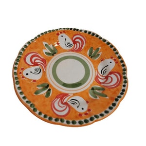Vietri Ceramic Plates 12&quot; - ORANGE Rooster/Gallo (New - Made in Italy) Campagna