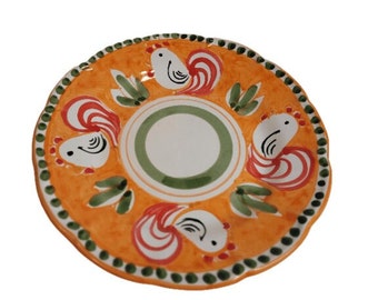Vietri Ceramic Plates 12&quot; - ORANGE Rooster/Gallo (New - Made in Italy) Campagna
