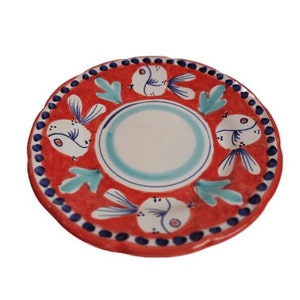 Vietri Salad Plate 8&quot; - RED FISH/PESCI (New - Made in Italy) Campagna