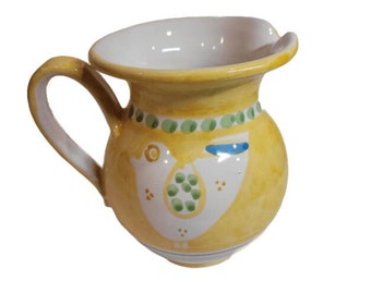 YELLOW ROOSTER Pitcher. Animaletti Collection. Hand painted Vietri ceramic.