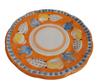 Vietri Ceramic Plates 10&quot; - ORANGE SQUID/CALAMRO (New - Made in Italy) Campagna