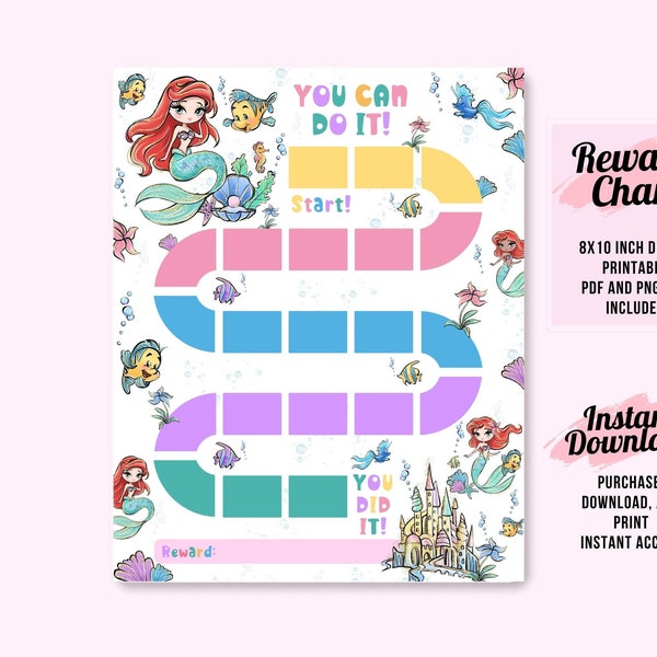 Printable Mermaid Reward Chart | Mermaid Behavior Chart | Daily Chore Chart | Girl Chore Chart | Cute Under the Sea Sticker Chart