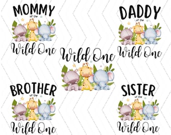 Wild One Bundle Family Design, Birthday Wild One PNG, Zoo Animal Safari Birthday, Wild Birthday, Shirt Sublimations, Instant Download