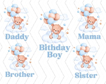 Teddy Bear Birthday png, Teddy Bear Matching Family Birthday png, Modern Beary Birthday Boy png Teddy Bear