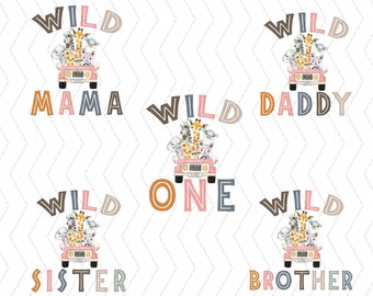 Wild One Bundle Family Design, Birthday Wild One PNG, Zoo Animal Safari Birthday, Wild Birthday, Shirt Sublimations, Instant Download
