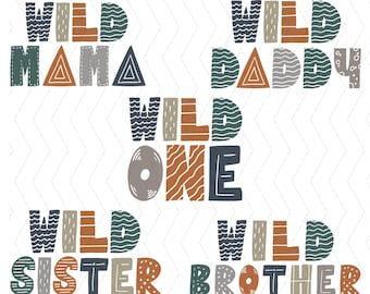 Wild One Bundle Family PNG, Birthday Wild One PNG, Zoo Animal Safari Birthday, Wild One Birthday, Shirt Sublimations, Instant Download