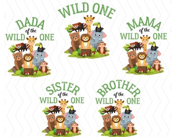 Wild One Geburtstag PNG, 1. Geburtstag Safari png, Dschungel-Zoo-Tier-Geburtstag png, wilder Geburtstag png, Wild One Matching Familie png, Wild One png