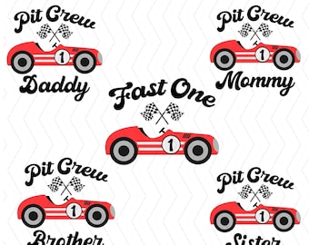 Matching Family Fast One Birthday SVG, Race Car Birthday svg, 1rs Birthday svg, Matching Family Birthday svg, Fast One Red Race Car svg