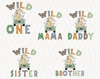 Wild One Bundle Family Design, Birthday Wild One PNG, Zoo Animal Safari Birthday, Wild Birthday, Shirt Sublimations, Instant Download