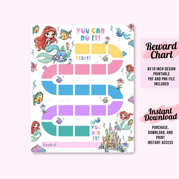 Printable Mermaid Reward Chart Mermaid Behavior Chart Daily Chore Chart Girl Chore Chart Cute Under the Sea Sticker Chart