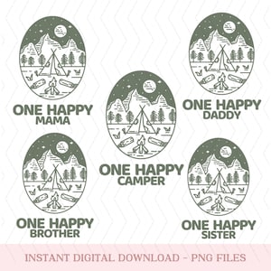 One Happy Camper Birthday PNG, First Birthday Shirt Camping png, 1st Birthday png, One Happy Camper Matching Family png camping Mommy and Me