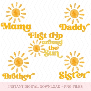 Sonnenschein 1. Geburtstag passende Familie PNG, Sonnenschein ersten Geburtstag png, erste Reise um die Sonne Geburtstag png, sofortiger digitaler Download