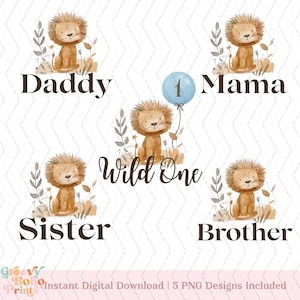 Wild One Bundle Family PNG, Birthday Wild One PNG, Zoo Animal Safari Birthday, Wild One Birthday, Shirt Sublimations, Instant Download