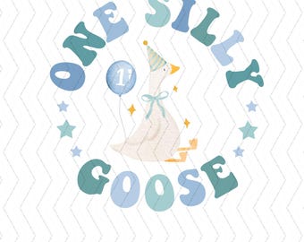 One Silly Goose Birthday PNG for Boy, Cute Silly Goose Clipart, Instant Download Sublimation Design, Birthday Boy Silly Goose Theme Digital