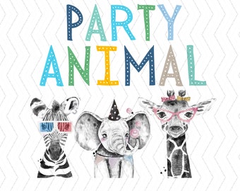 Party Animal Birthday Png, Zoo Animals Birthday, Party Animal Png, Party Animal Instant Download, Wild Safari Party Animals Birthday png