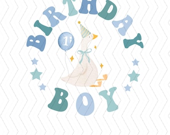 One Silly Goose Birthday PNG for Boy, Cute Silly Goose Clipart, Instant Download Sublimation Design, Birthday Boy Silly Goose Theme Digital