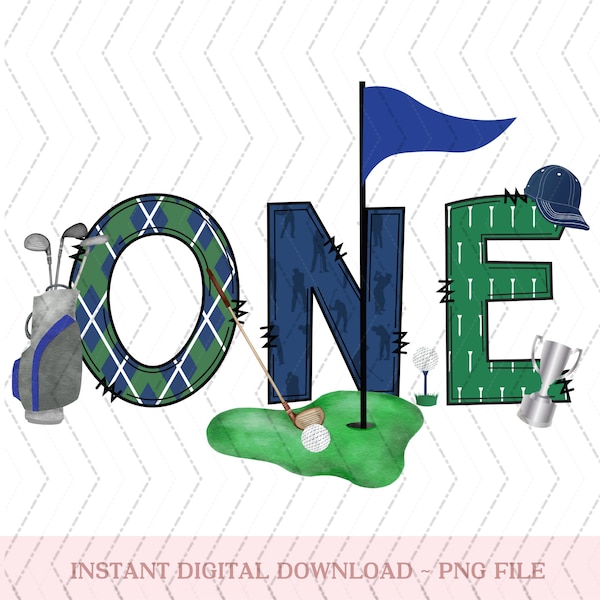 Golf Birthday PNG, 1st Birthday Boy, Hole in One Birthday Party, Matching Family, Mommy and Me png