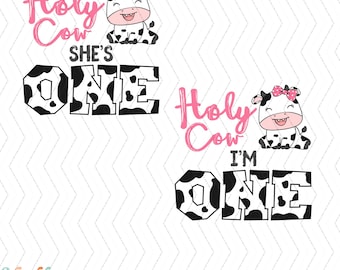 Cow One Girl Birthday Png,1st Birthday Girl png Cow with Bow,Holy Cow I Am One png, Png, 1st Birthday png, Cow Farm,Cowgirl Birthday