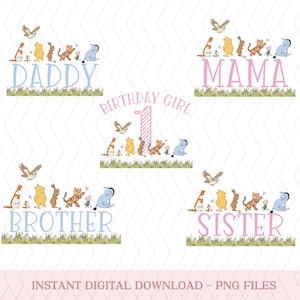 Bear Matching Family Birthday png, Classic Bear 1st Birthday png,  Bear First Birthday PNG,  Bear Mommy and Me png