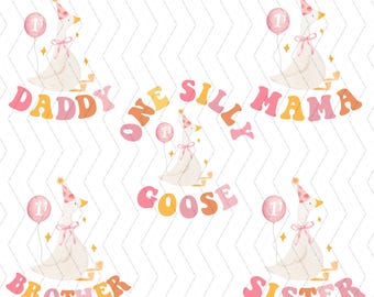 Silly Goose Birthday Party PNG, Girl Funny Goose PNG Clipart, Instant Download Sublimation Design for Mommy of the Silly Goose