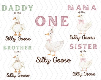 Silly Goose Birthday Party PNG, Girl Funny Goose PNG Clipart, Instant Download Sublimation Design for Mommy of the Silly Goose