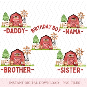 Barnyard Birthday PNG, Farm Theme Birthday png, Farm Birthday png, Personalized Family Matching Farm Birthday png, Farm Family Bundle png