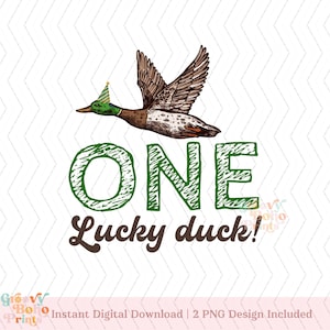 One Lucky Duck Birthday Boy PNG, 1st Birthday Digital Clipart for Boy, Lucky Duck First Birthday Shirt Design, Boy Birthday Sublimation File