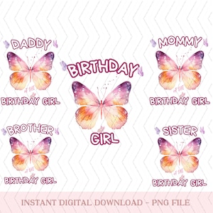 Matching Family Butterfly One Birthday PNG, Butterfly Birthday png, 1rs Birthday Girl png, Butterfly Birthday Girl png.