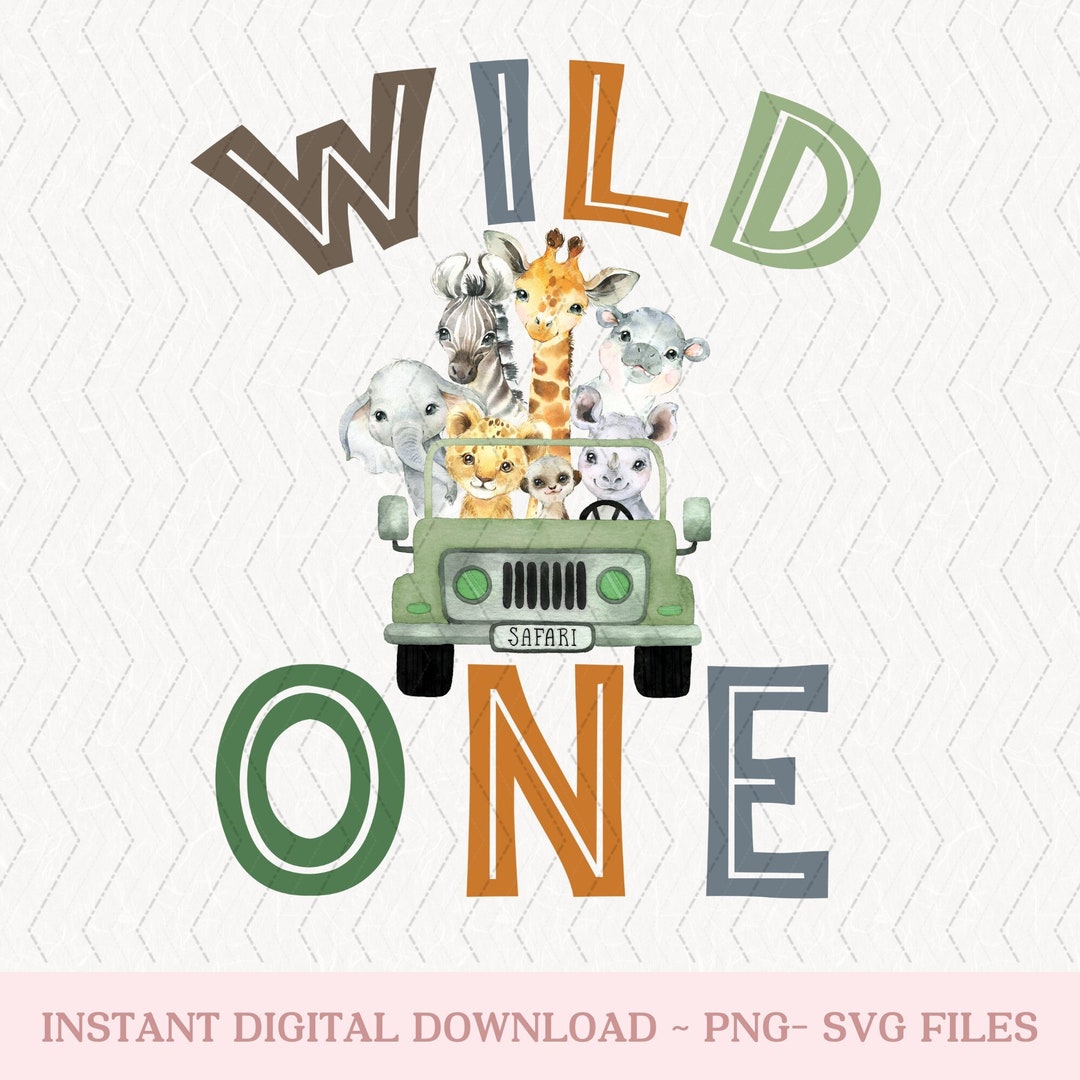 Wild One 1st Birthday Safari Jungle Animals Kids Design Watercolor ...