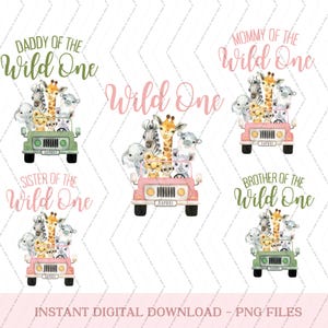 Wild One Bundle Family Design, Birthday Wild One PNG, Zoo Animal Safari Birthday, Wild Birthday, Shirt Sublimations, Instant Download