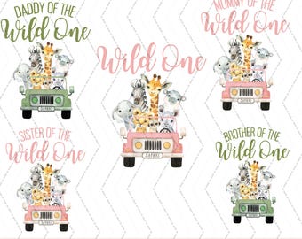 Wild One Bundle Family Design, Birthday Wild One PNG, Zoo Animal Safari Birthday, Wild Birthday, Shirt Sublimations, Instant Download
