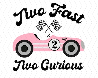 Two Fast Two Curious Birthday png, Pink Race Car Birthday png  2nd Birthday png, Second Birthday png, Racing Birthday png, Pink Race Car png