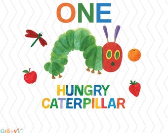 PNG de cumpleaños de la Oruga Hambrienta, Clipart de Oruga para su Primer Cumpleaños, Diseño de Camiseta de Oruga, Archivo Digital de Cumpleaños