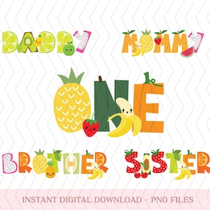 Dancing Fruit Birthday Family Bundle PNG, Dancing Fruit First Birthday Clipart, Family Crew Birthday Shirt PNG, Fruit Birthday Party clipart